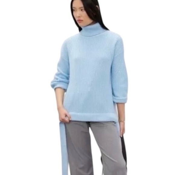 Jason Wu Collective Turtleneck Sweater Chunky Rib Knit Tie Detail Size XS